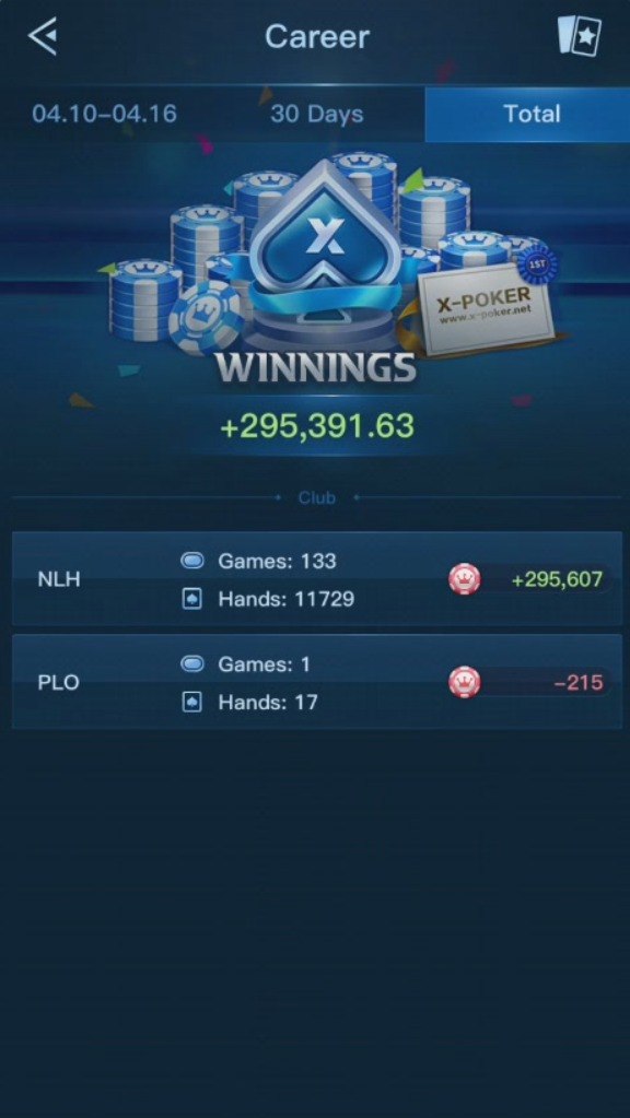 X-Poker player result 7